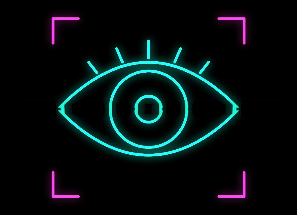 Stilisiertes Auge mit Messrahmen