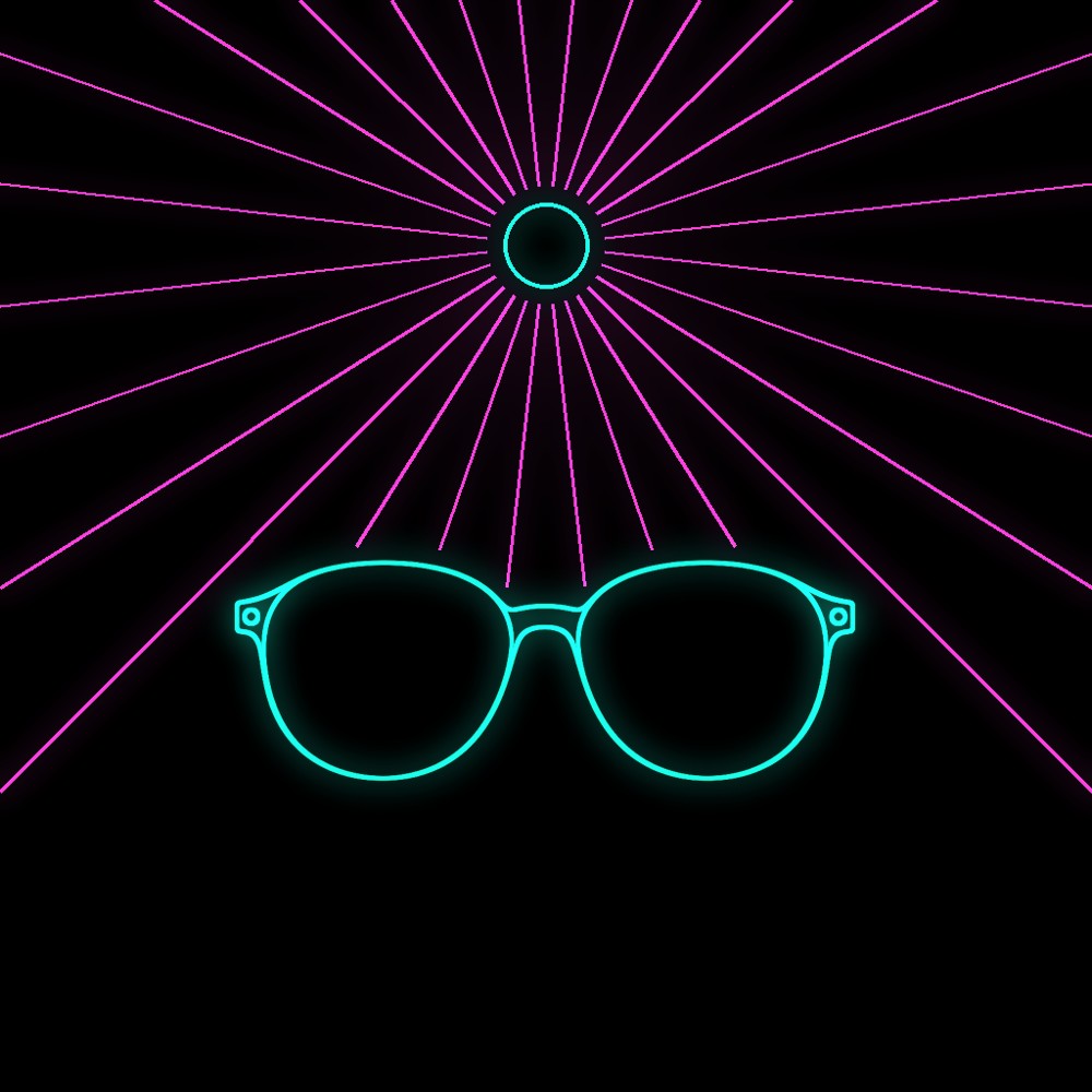 Sonnenbrille von vorne, UV-Strahlen der Sonne enden an den Gläsern